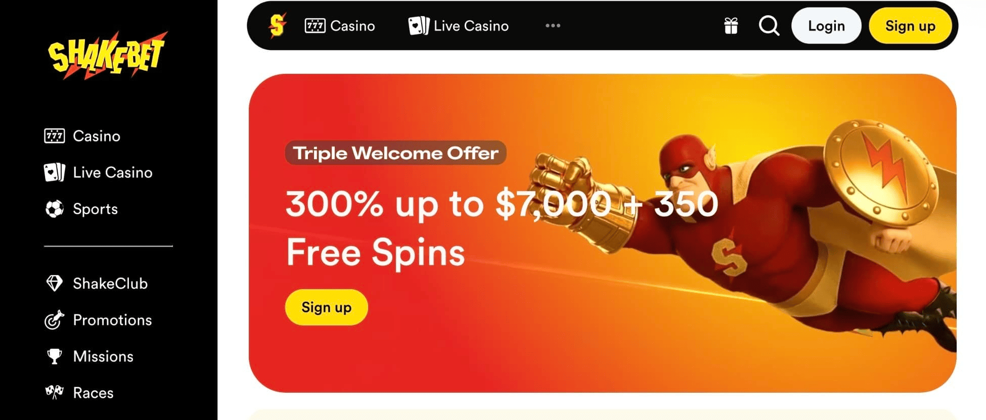 Shakebet – 20 Free Spins No Deposit